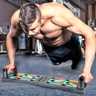 Support fitness avec codes couleurs pour exercices ciblés
